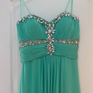 Strapless prom dress color teal size 6